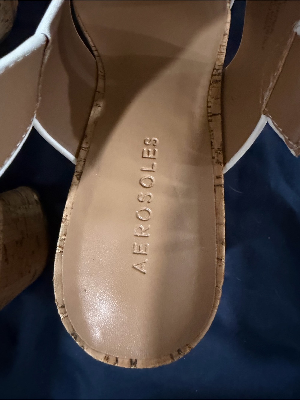 AEROSOLES White Cork Wedge Sandals - Picture 4 of 6